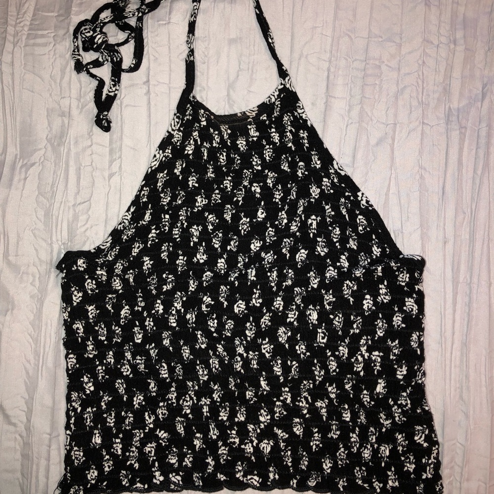 Scrunched Tie Back Halter Crop Top